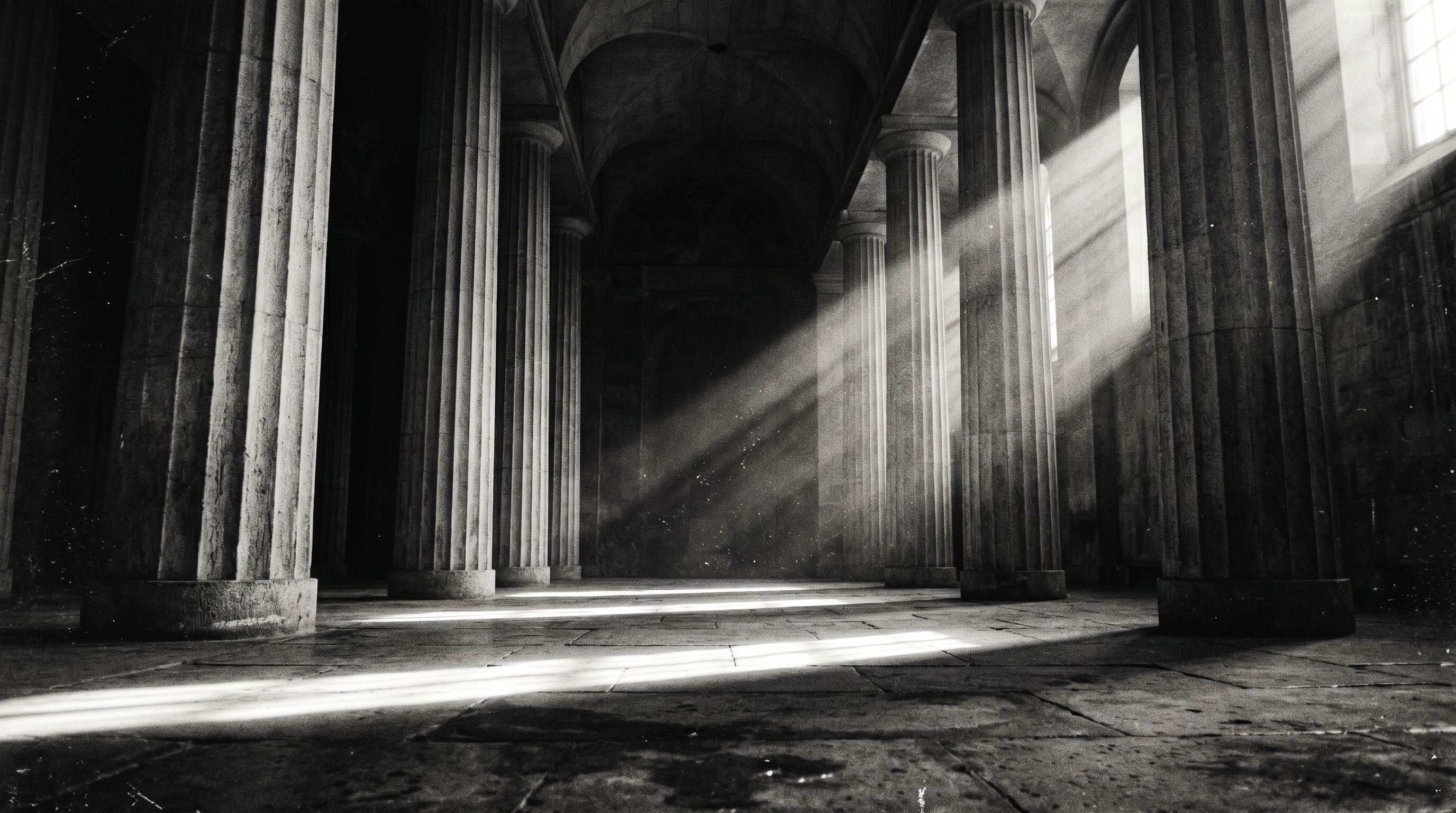 Light passing through classical columns — a meditation on civic inheritance.